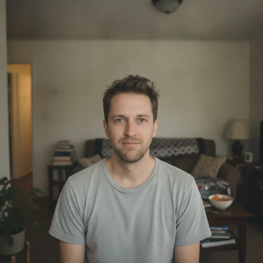 After: the same photo with his eyes open and the light lifted.