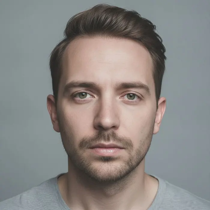 Studio Glam pack example: an editorial studio portrait.